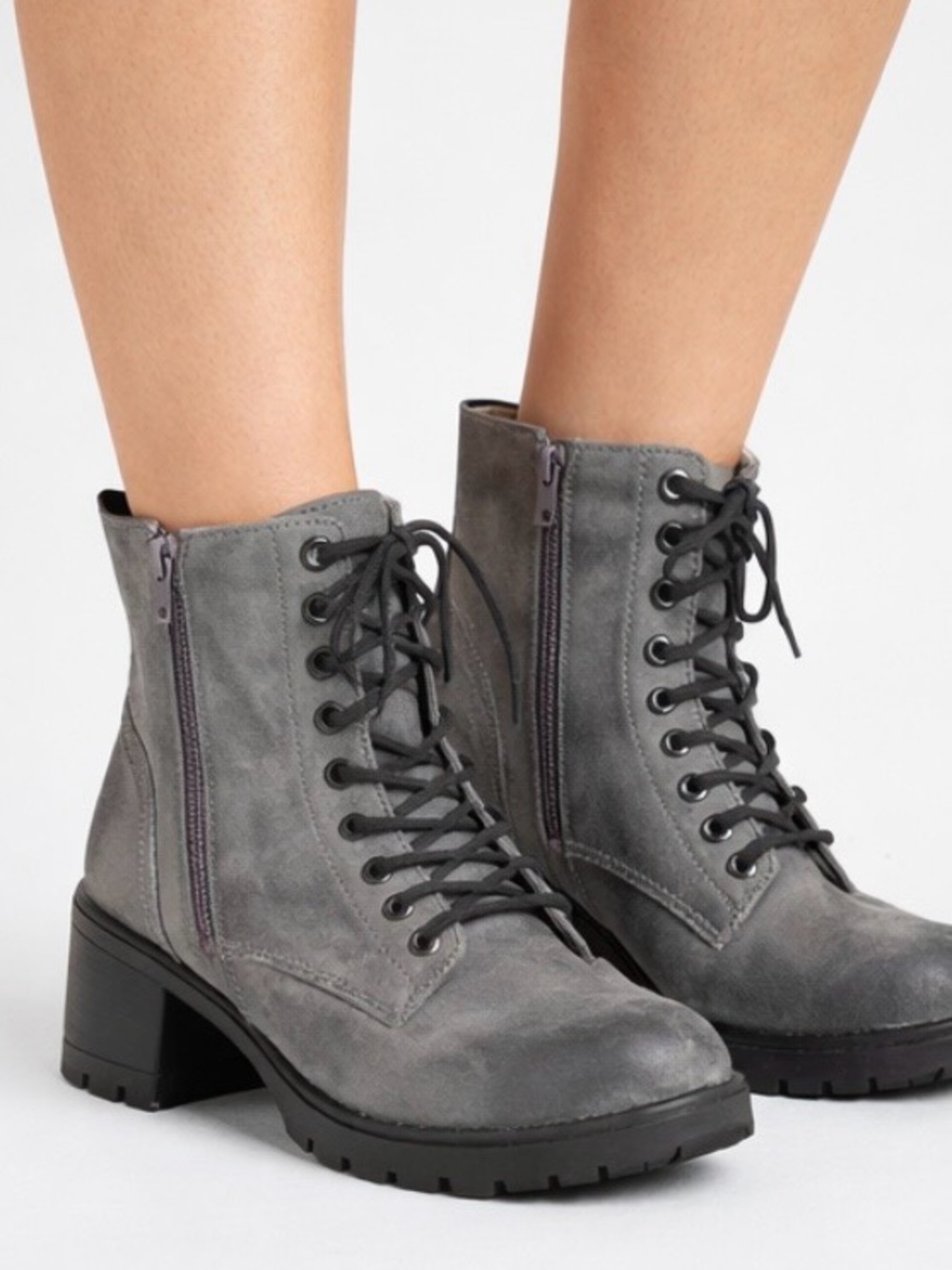 Gray Lace-Up Ankle Boots - Size 8.5 Women’s